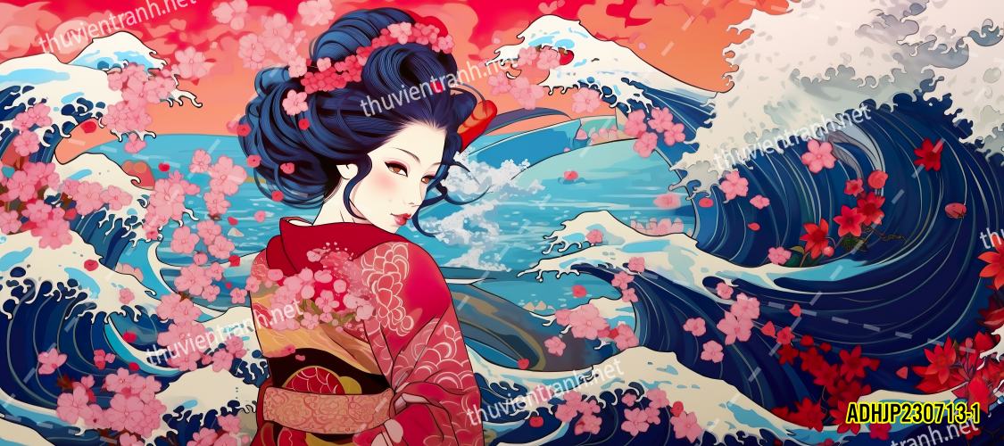 Tranh dán tường hoa cô gái Geisha Nhật Bản-ADHJP230713-1 - Kết quả tìm kiếm tranh tường
